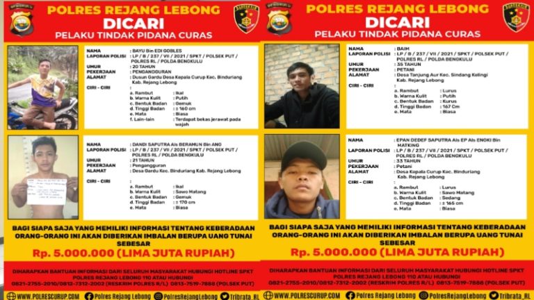 3 Tsk Didor, 3 DPO Begal Ambulance PSC Rejang Lebong Masih ……