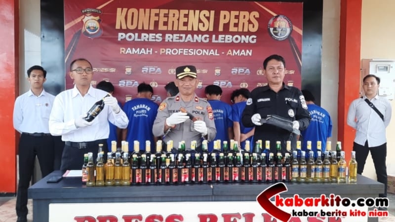 7 Pemuda Rejang Lebong Terjaring Ops Pekat Nala, Ratusan Botol Minuman Disita, (Foto: kabarkito.com)